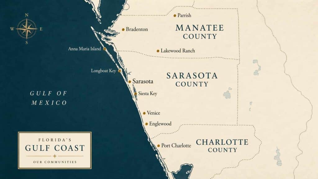 Unser Verkaufsgebiet an Floridas Golfküste — Manatee County, Sarasota County und Charlotte Count