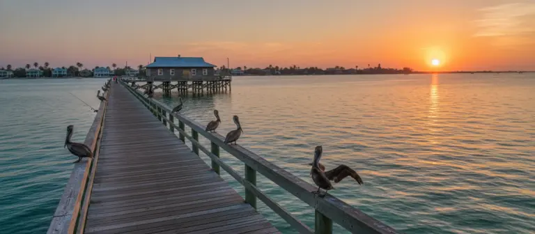 Der historische City Pier von Anna Maria Island ragt weit über das ruhige Wasser